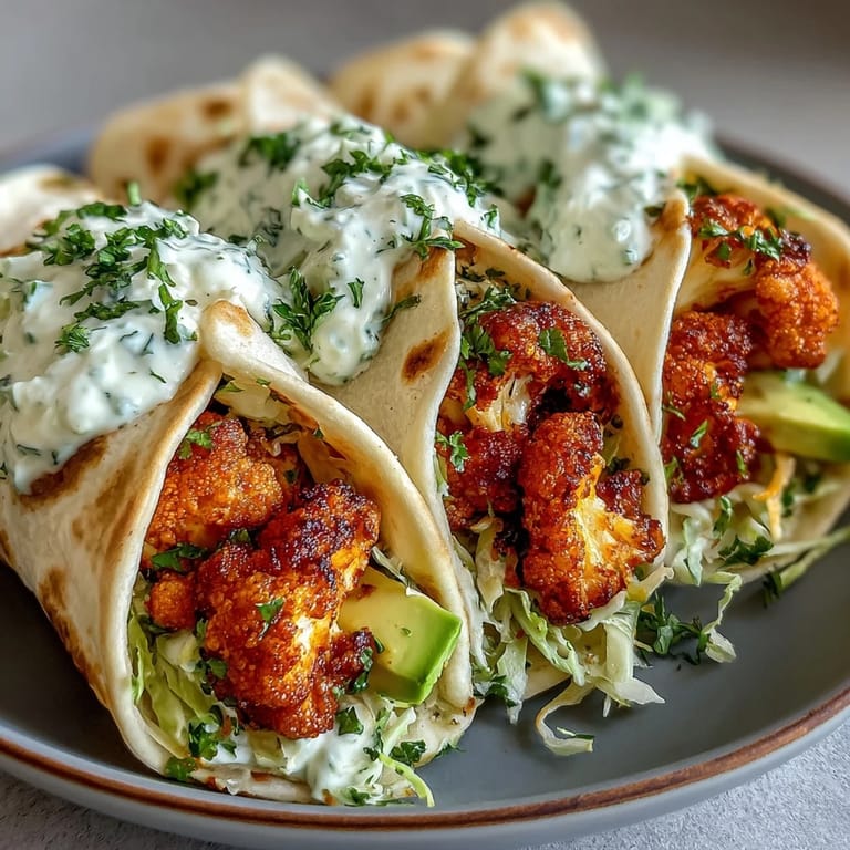 This handheld Vegan Buffalo Cauliflower Wrap is stacked on a plate with a side of crisp celery sticks, ideal for a spicy lunch.