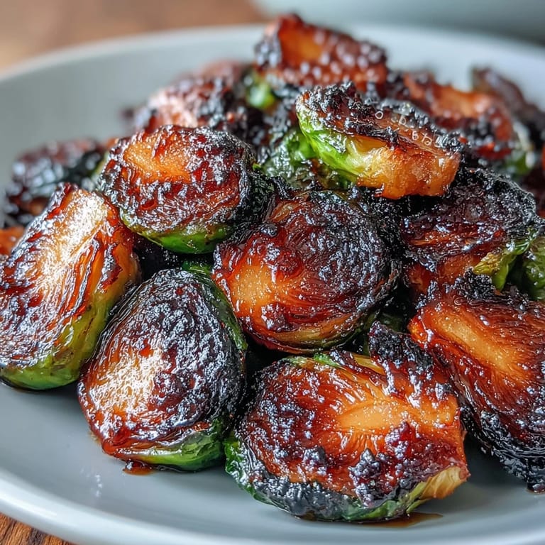 Vibrant orange maple glazed Brussels sprouts with caramelized edges, offering a perfect balance of sweet and savory flavors.  