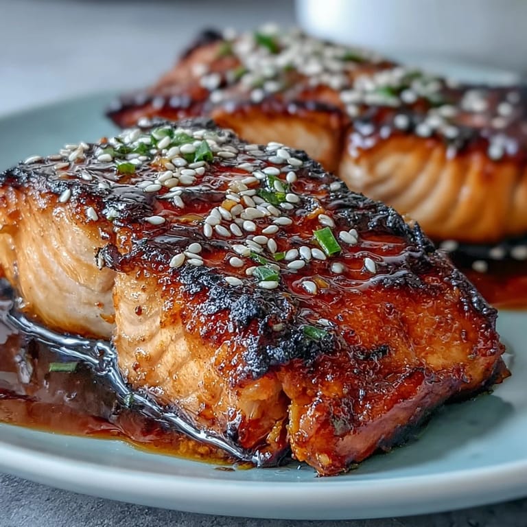 Golden-brown salmon topped with a glossy honey soy glaze, accompanied by crisp-tender broccoli tossed in fragrant sesame oil and seeds.  