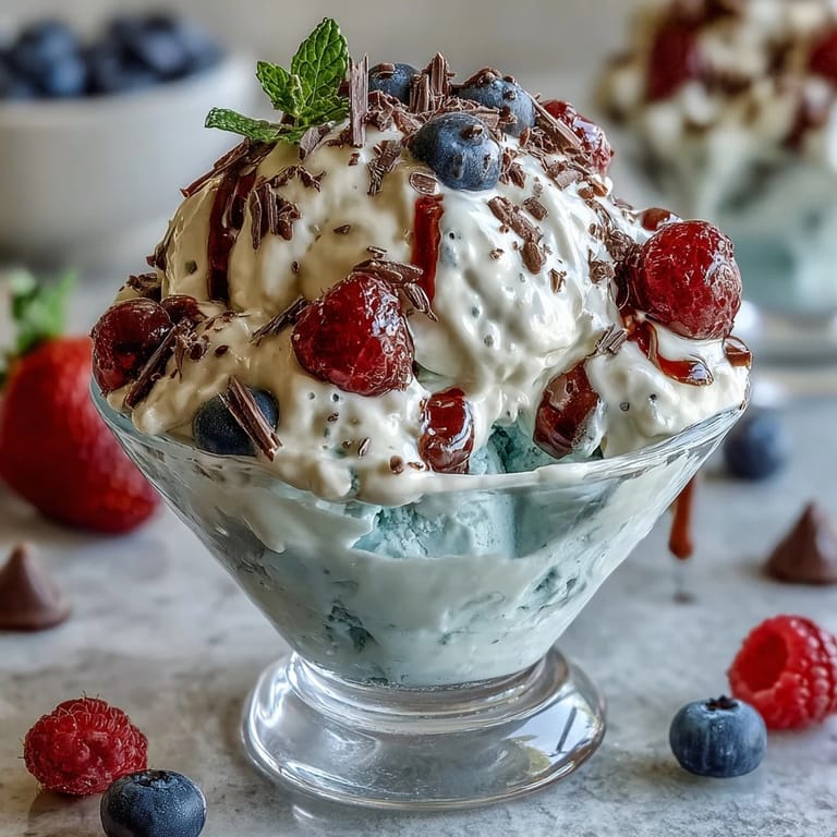 Fluffy Yogurt Berry Sundaes with Dark Chocolate Shavings
