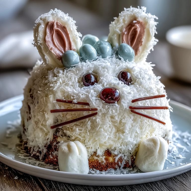 Easter Bunny Cake with fluffy coconut frosting