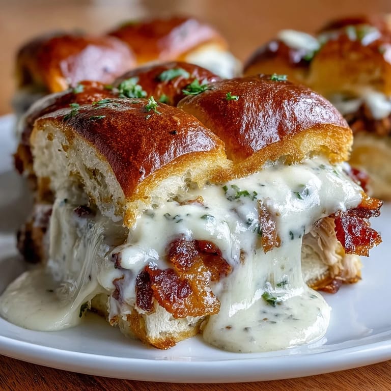 Warm Hot Brown sliders with melted cheddar and Parmesan, crispy bacon, and juicy turkey, ideal for Derby Day celebrations or game day snacks.