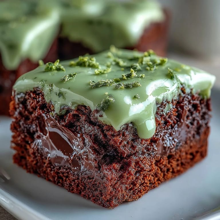 Rich chocolate brownies cut into shamrock shapes and decorated with creamy green icing—festive holiday treat.