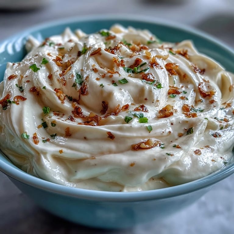 Velvety garlic aioli, homemade with egg yolk and Dijon, drizzled over a sandwich or spread on crusty bread.