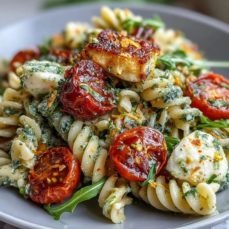 Taste of sunshine: Summer Pasta Salad with creamy mozzarella and tomatoes.