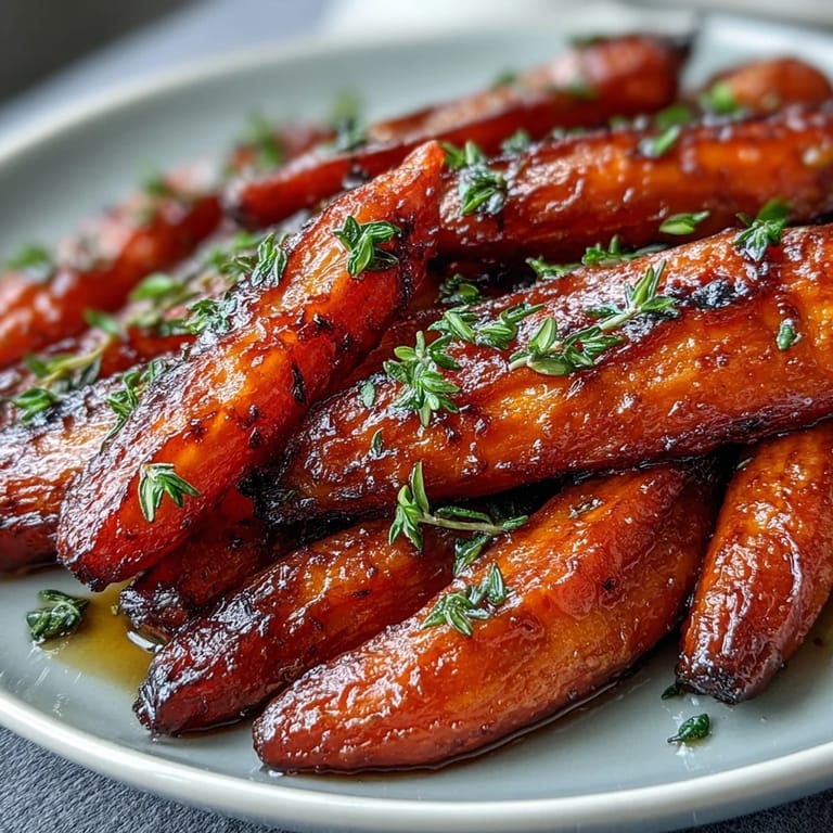 Sweet Honey Glazed Roasted Carrots with Thyme, perfectly tender and aromatic.