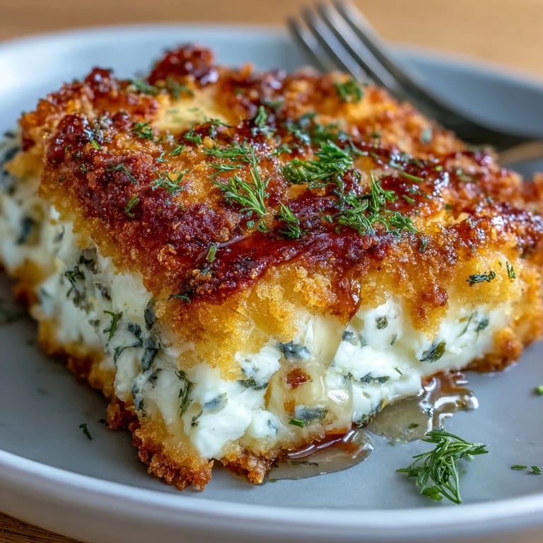 Oven-baked crispy feta bites with herb-seasoned panko crust, finished with honey and lemon zest for a Mediterranean-inspired snack.