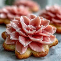Baby in Bloom flower cookies with pastel icing arranged on a white platter for a baby shower dessert table.