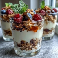 Yogurt parfait bar with fresh berries, granola, and nuts for a vibrant Mothers Day brunch spread.  